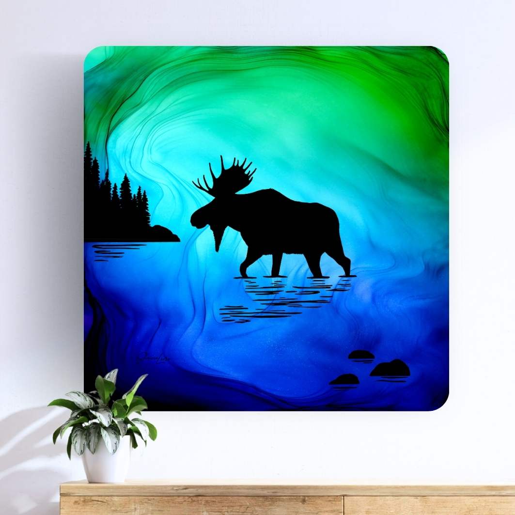 Moose In The Mist - Fire Art Print