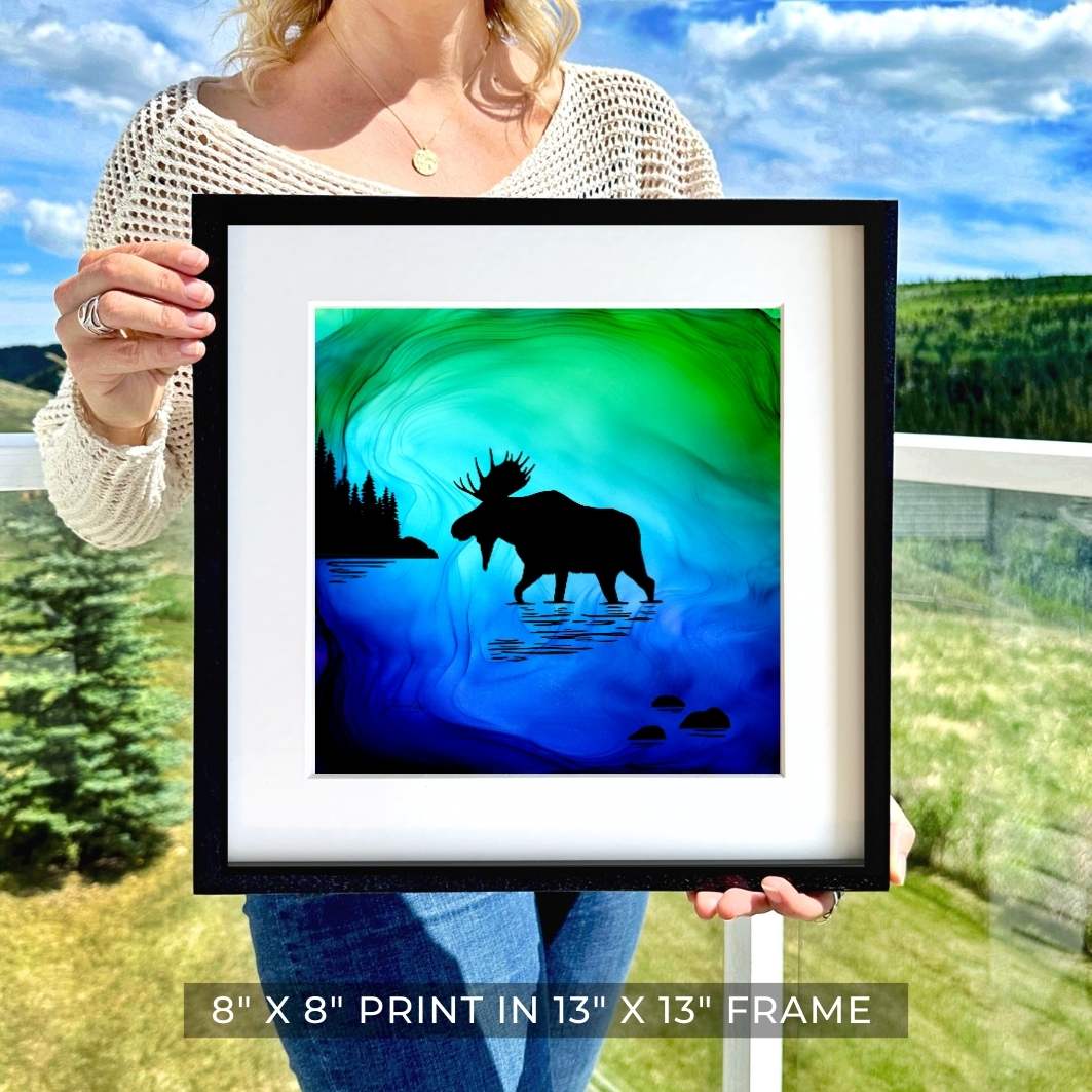 Moose In The Mist - Fire Art Print